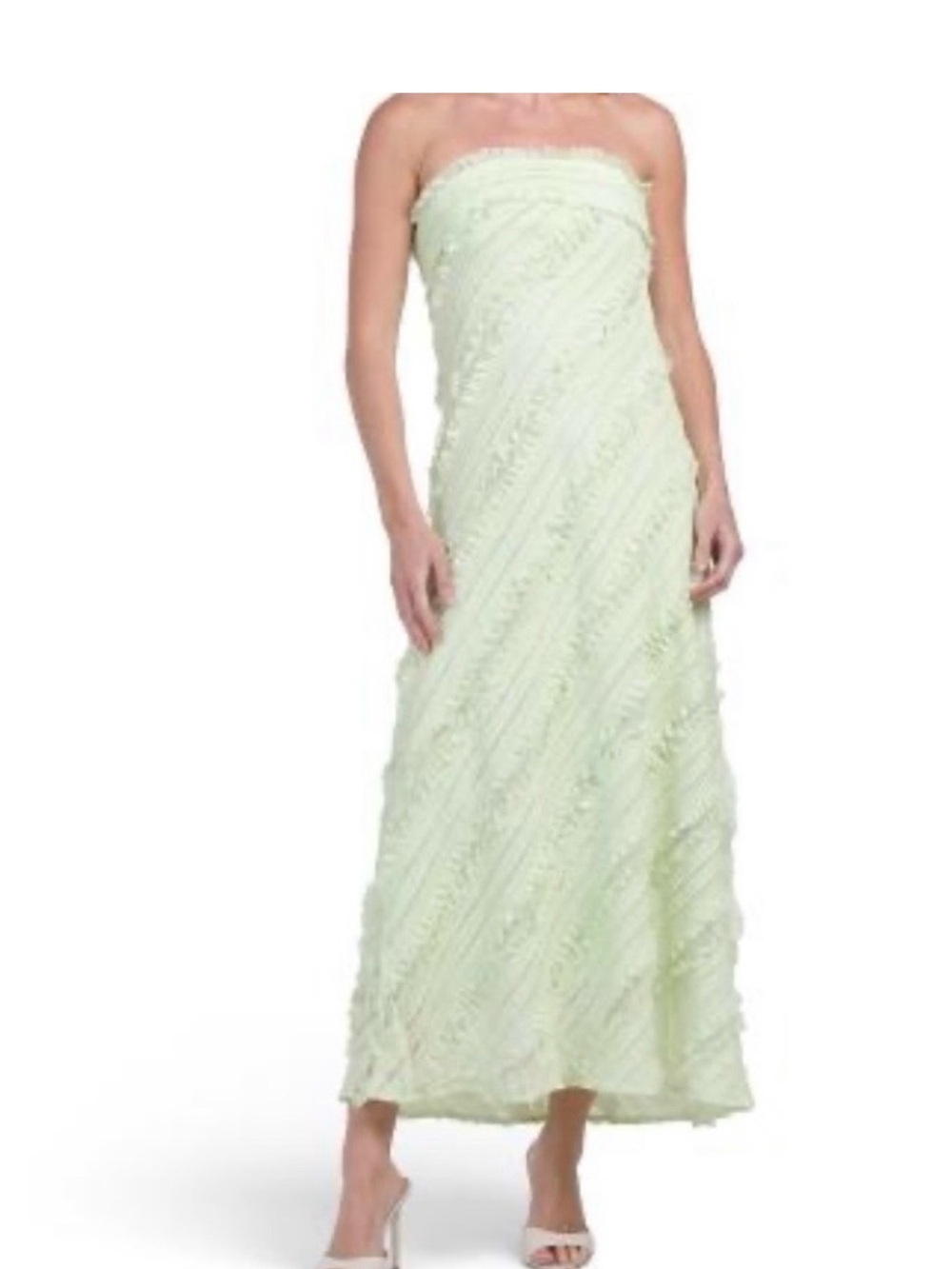 Caroline Constas Strapless Pale Mint Maxi Dress
